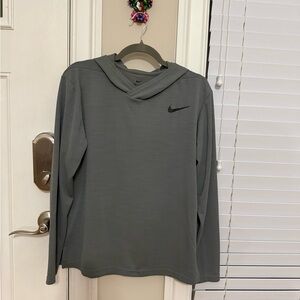 Nike Gray Long-Sleeve Hooded Performance Top